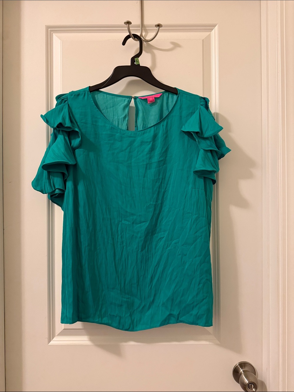 Women’s Teal Ruffle Sleeve Blouse - Lilly Pulitzer